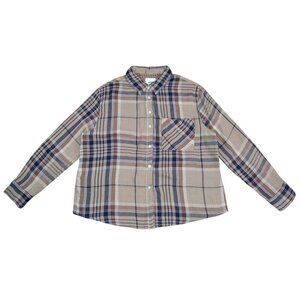 Aerie Plaid Flannel Shirt Women M Soft Cotton Button Down Fall.